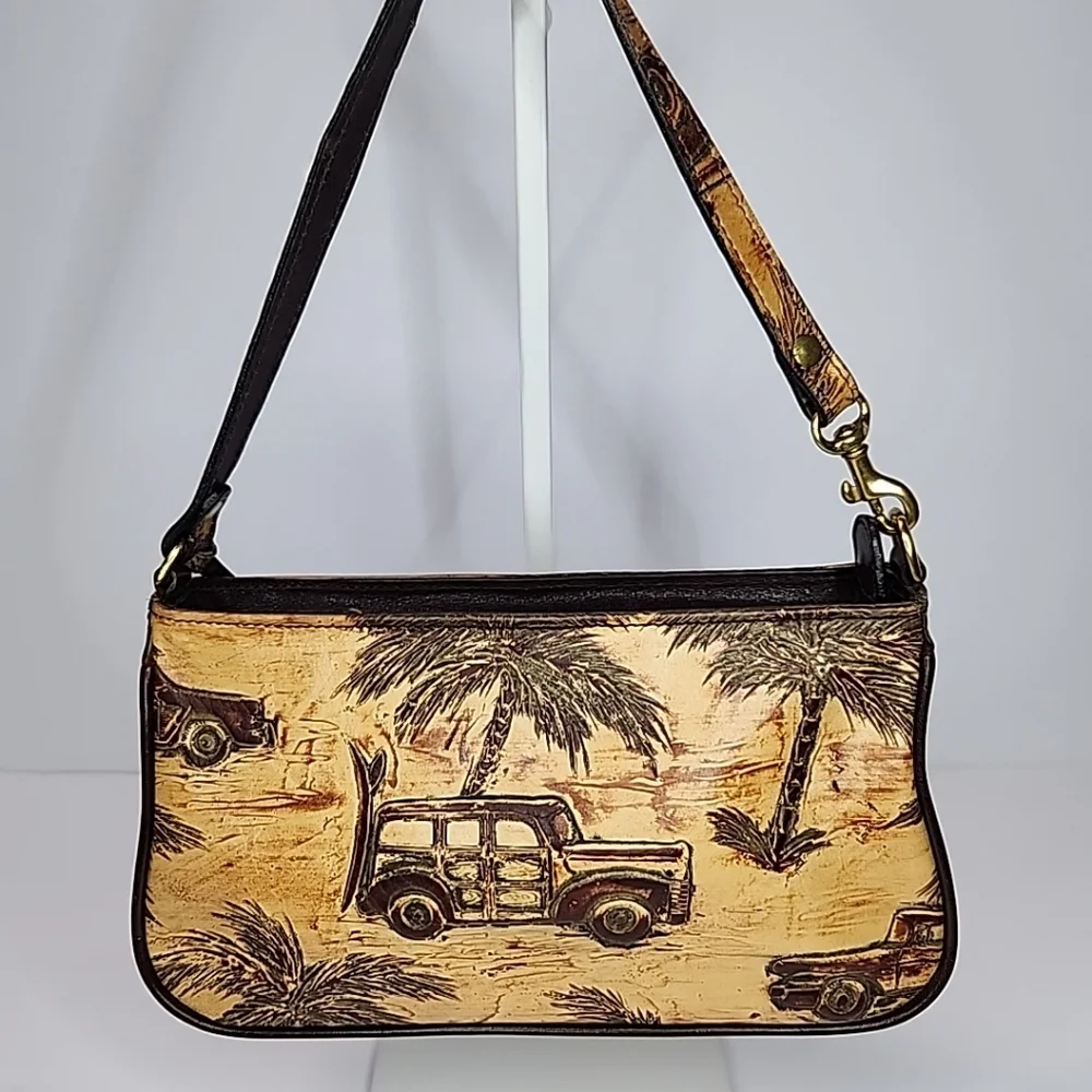 Brahmin Emma Copa Cabana Woody Car Leather Handbag Chocolate Brown Small RARE - Picture 11 of 16